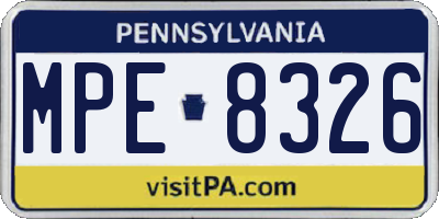 PA license plate MPE8326