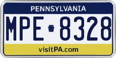 PA license plate MPE8328