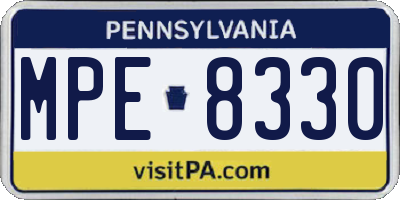 PA license plate MPE8330