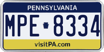 PA license plate MPE8334