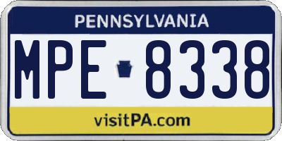 PA license plate MPE8338