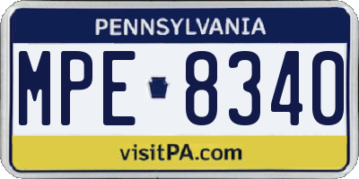 PA license plate MPE8340
