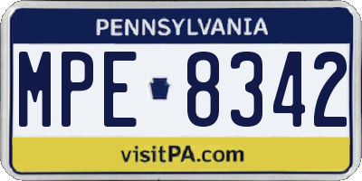 PA license plate MPE8342