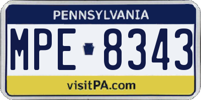 PA license plate MPE8343