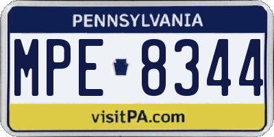 PA license plate MPE8344