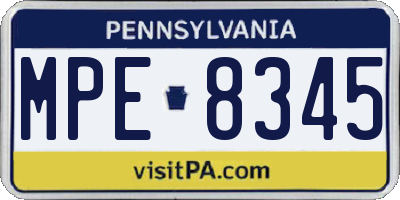 PA license plate MPE8345