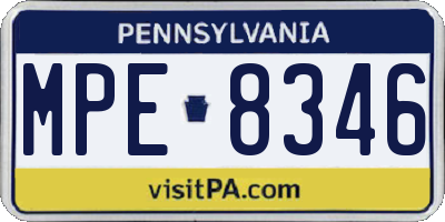 PA license plate MPE8346