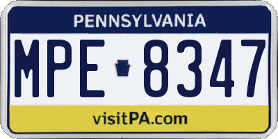 PA license plate MPE8347