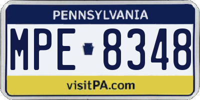 PA license plate MPE8348