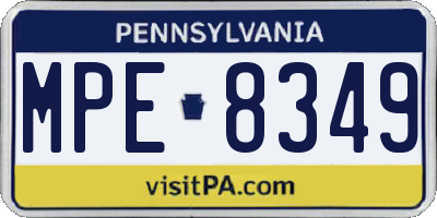 PA license plate MPE8349