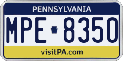PA license plate MPE8350