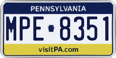 PA license plate MPE8351
