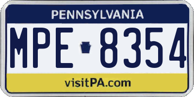 PA license plate MPE8354