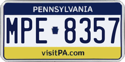 PA license plate MPE8357