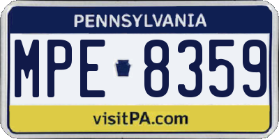 PA license plate MPE8359