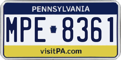 PA license plate MPE8361