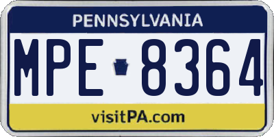 PA license plate MPE8364