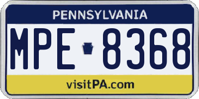 PA license plate MPE8368