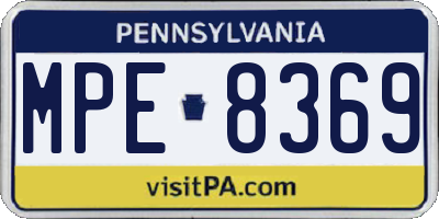 PA license plate MPE8369