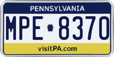 PA license plate MPE8370