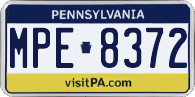 PA license plate MPE8372
