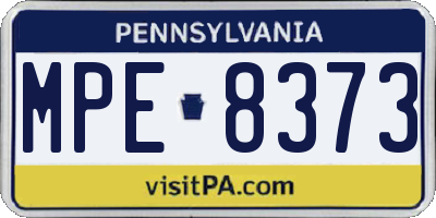 PA license plate MPE8373