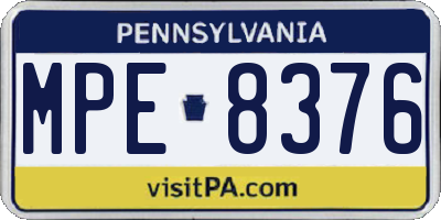 PA license plate MPE8376