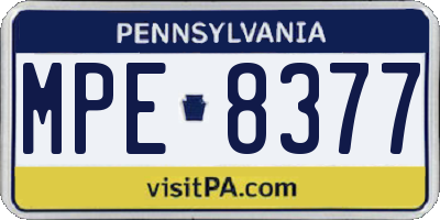 PA license plate MPE8377