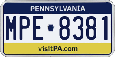 PA license plate MPE8381
