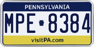 PA license plate MPE8384