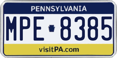 PA license plate MPE8385