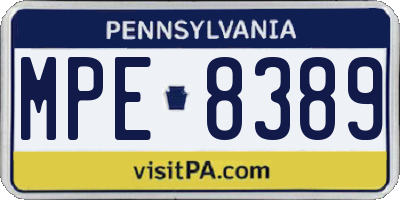 PA license plate MPE8389