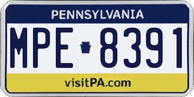 PA license plate MPE8391