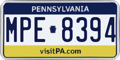 PA license plate MPE8394