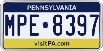 PA license plate MPE8397