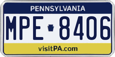 PA license plate MPE8406