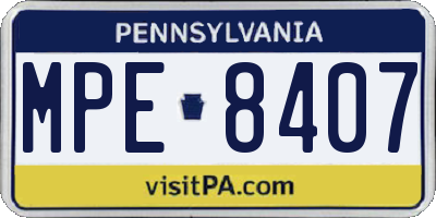 PA license plate MPE8407