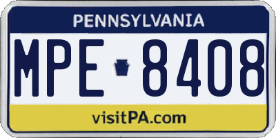 PA license plate MPE8408