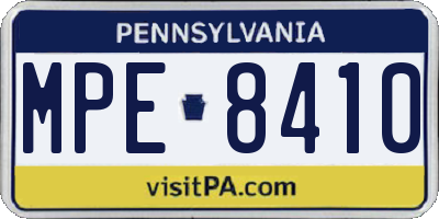 PA license plate MPE8410