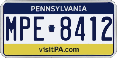 PA license plate MPE8412