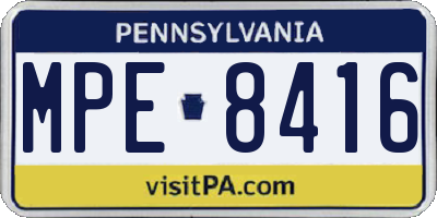 PA license plate MPE8416