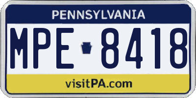 PA license plate MPE8418