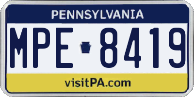 PA license plate MPE8419