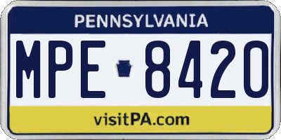 PA license plate MPE8420