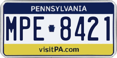 PA license plate MPE8421