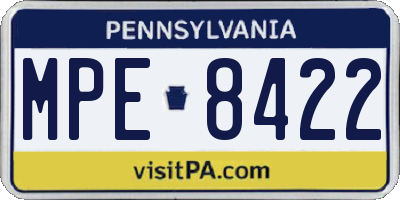 PA license plate MPE8422