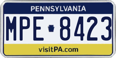 PA license plate MPE8423