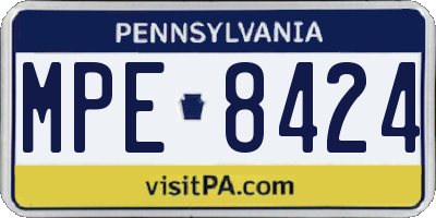 PA license plate MPE8424