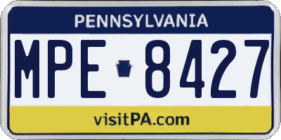 PA license plate MPE8427