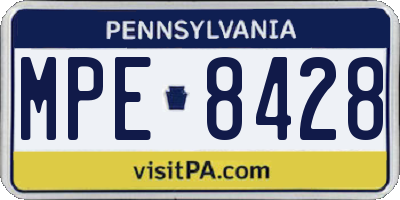 PA license plate MPE8428